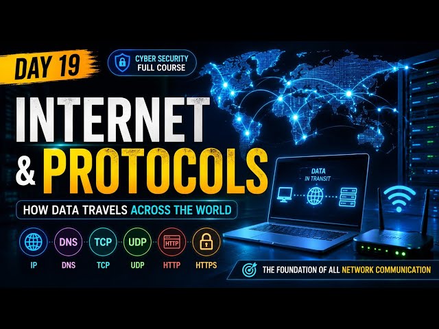 Day 19 | Internet & Protocols Explained | TCP/IP, HTTP, HTTPS, DNS & UDP | Cyber Security