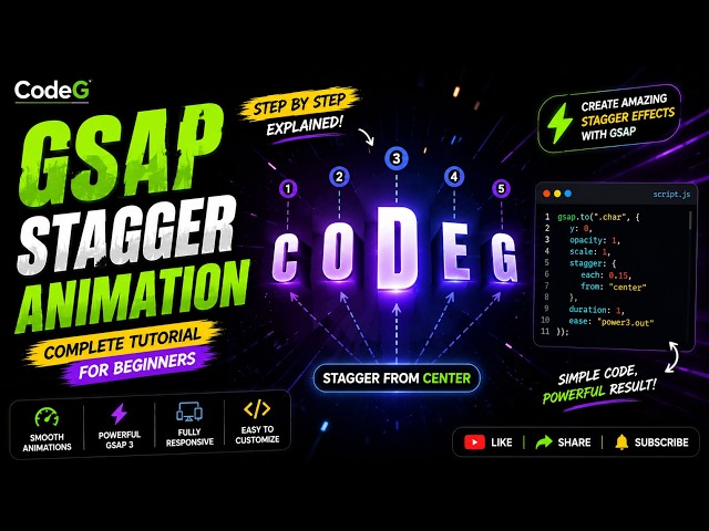 GSAP Animation Tutorial for Beginners | Create Amazing Text Animation | JavaScript animation | codeG