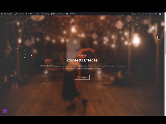 Confetti Effects features of Sky Addons for WordPress