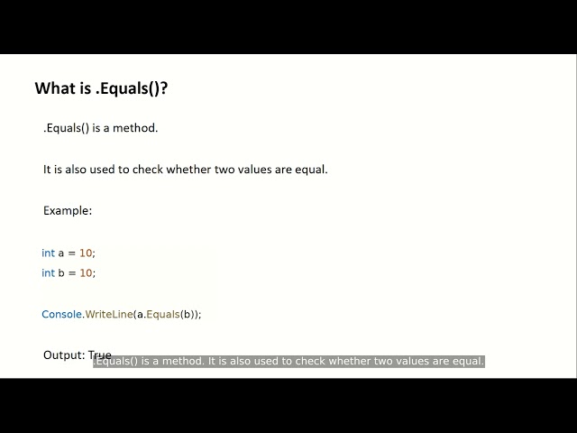 == Equals in C# Explained | C# Beginner Tutorial