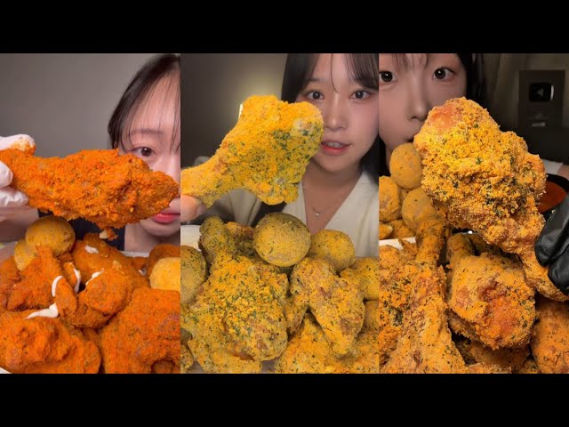 BHC Chicken Mukbang 🍗 | Korean Fried Chicken ASMR | TikTok Compilation