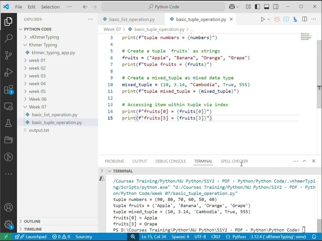 Practical-Based on Tuples and Their Operations in Python