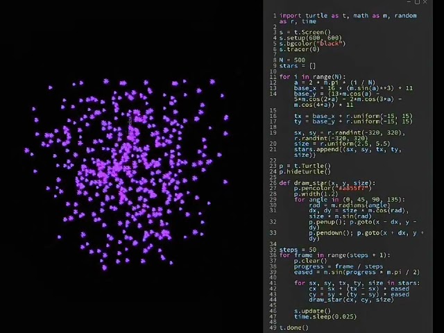 This Python Code Creates MAGIC 💜 | 500 Stars to Heart Animation