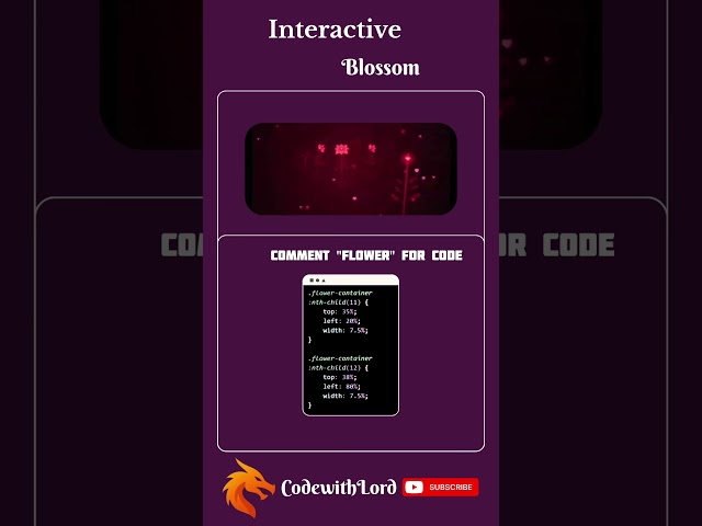 🌸 Interactive CSS Flower Animation | Comment “FLOWER” for Code 💻🔥 #shorts