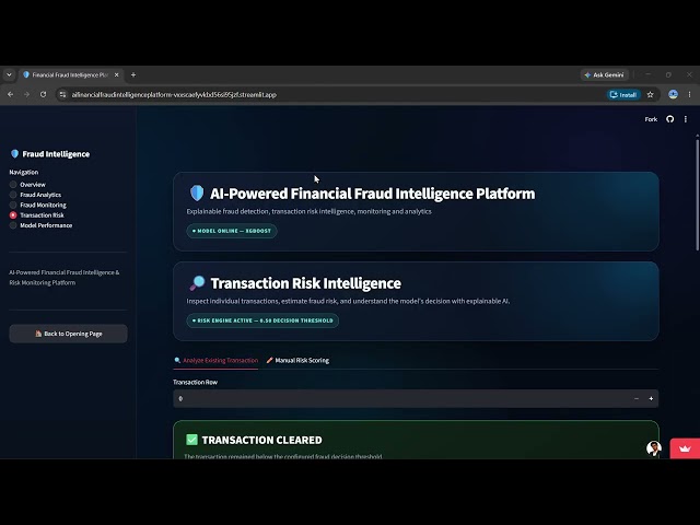 AI-Powered Financial Fraud Intelligence & Risk Monitoring Platform | ML Project