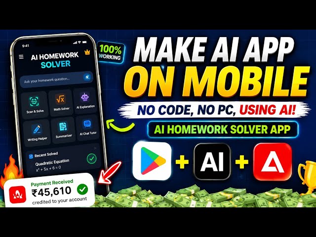 Build Android Apps on Mobile with AI + No Code! 🤯 Full Guide 2026 (Hindi) | ai home work solver.