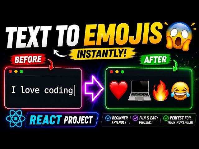 Text to Emoji Converter 😳 | Build This Fun React Project (Step-by-Step) #react #reactjs 