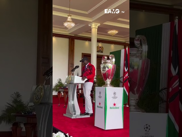 President Ruto receives UEFA Champions League trophy at State House, Nairobi
