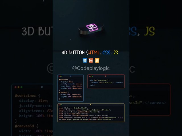 🚀 Turn Code into 3D Magic! 💻✨#WebDev #HTMLCSSJS #3DWebDesign #CodingReels #CodePlayLogic #Creative