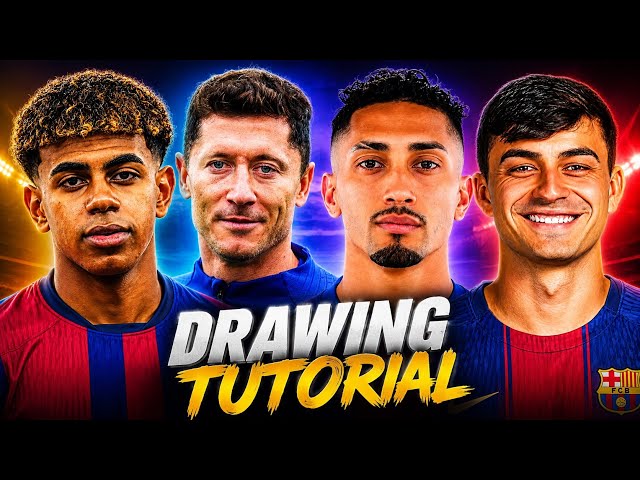 I Drew 4 FC Barcelona Players! (Lamine Yamal, Pedri, Raphinha, Lewandowski)