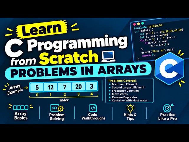 🚀 C Programming – Problems in Arrays | 6 Problem Solving Questions