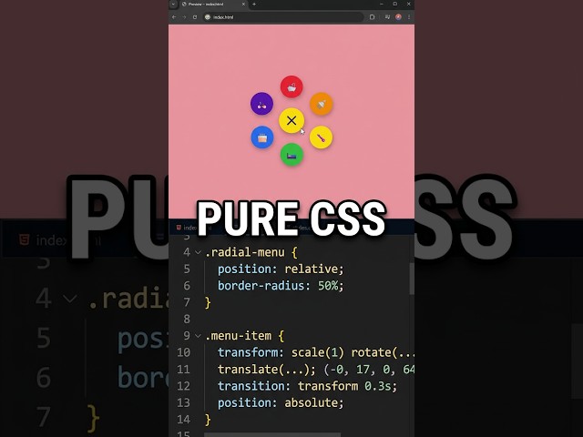 Stop Making Boring Menus! Try Pure CSS Radial Menu #shorts