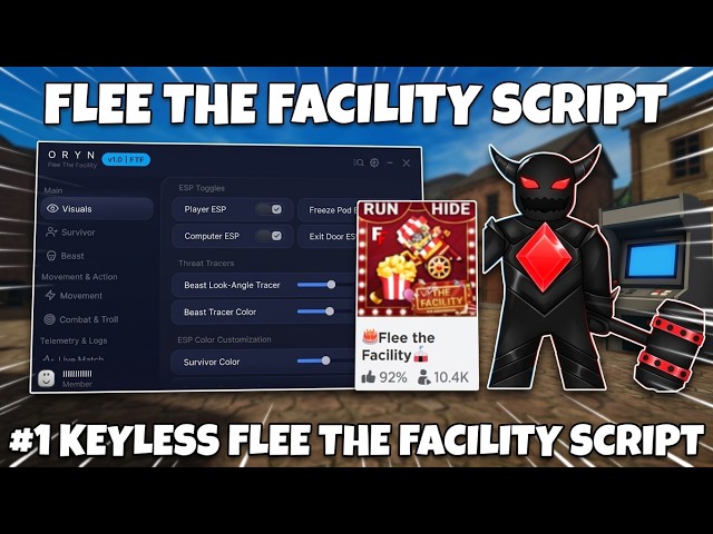 Flee The Facility Script *NOKEY* - AUTOFARM, AUTO COMPUTER, REVIVE ESP & MORE PASTEBIN (MOBILE & PC)