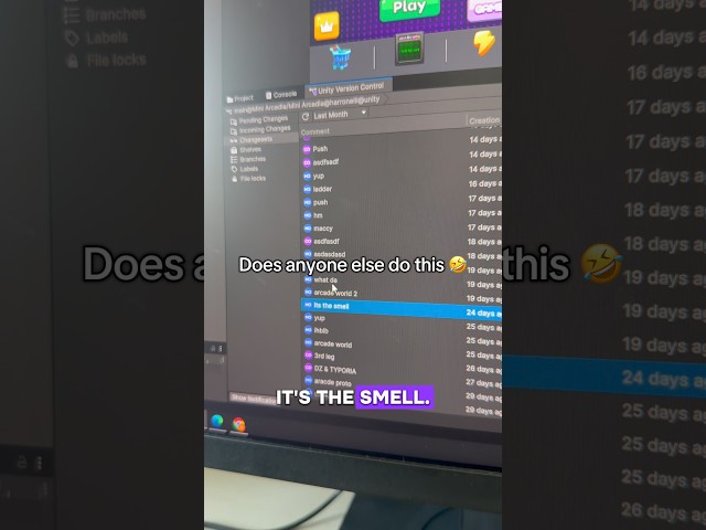 Does anyone else’s Unity Version Control look like this🤣#unitygamedev #mobilegames#devmemes #coding