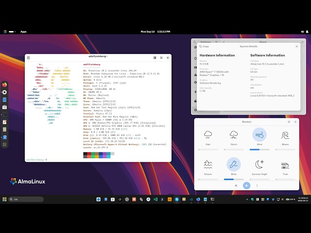 Almalinux 10.2 and GNOME - WSL - How to install GNOME DESKTOP via Almalinux 10 - X410 - Windows