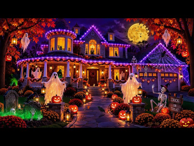 Peaceful Halloween Night at a Haunted House🎃 Relaxing Spooky Jazz & Pumpkin Glow for a Gentle Escape