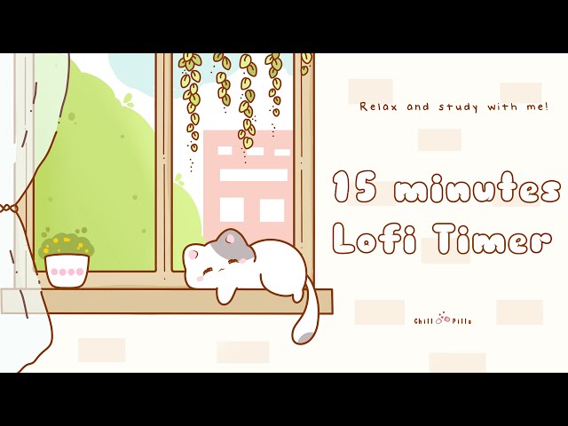 15 minutes - Relax & study with me Lofi | Cat by the window #timer #15minutetimer  #lofi #relaxing