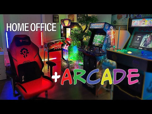 Home office & arcade setup: Arcade 1up 🕹️ | Samsung Odyssey Ark 📺 | Secret Labs 🪑