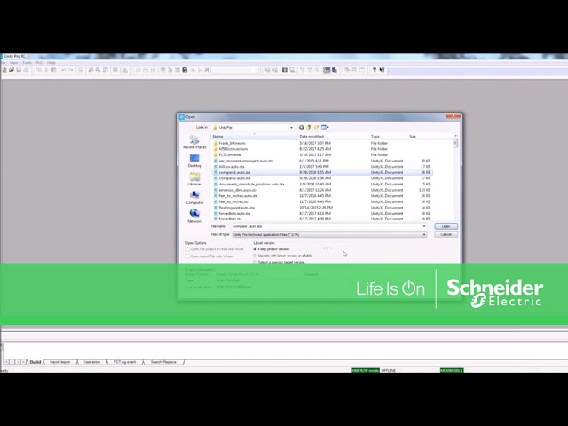 Changing Library Version when Opening a Unity Pro Project | Schneider Electric Support