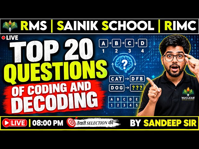 Top 20 Coding Decoding Questions With Tricks | Sainik School Class 6 & 9 | RMS Reasoning