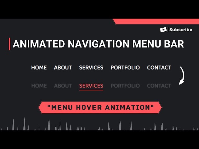 Animated Navigation Menu Bar using HTML CSS | Menu Hover Animation