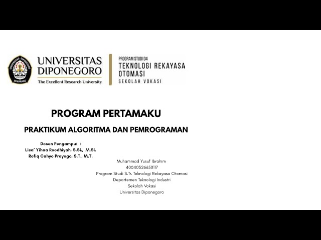 Program Pertamaku Algoritma dan Pemrograman