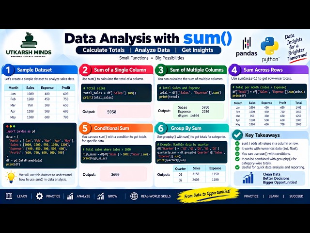 Data Analysis Using Sum() in Pandas | Python Data Analysis