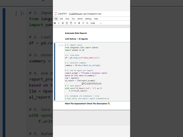 Automate Data Reports with Python + AI Agents 📊🤖 #Python #AI #Automation