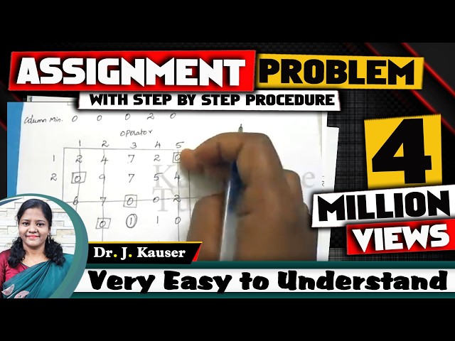 [#1]Assignment Problem[Easy Steps to solve - Hungarian Method with Optimal Solution] by kauserwise
