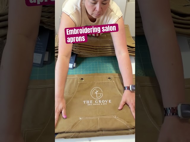MACHINE EMBROIDERY ON SALON APRONS