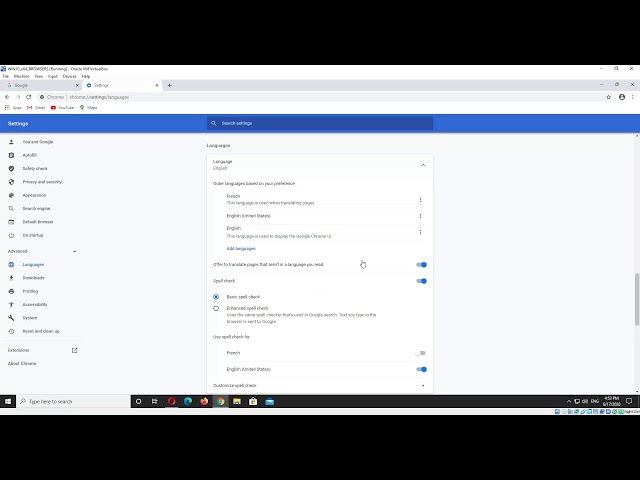 Change Google Chrome language settings