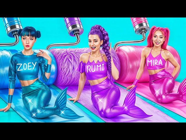 KPop Demon Hunters Makeover! Huntrix Rumi, Mira and Zoey Extreme Glow Up Into Mermaids