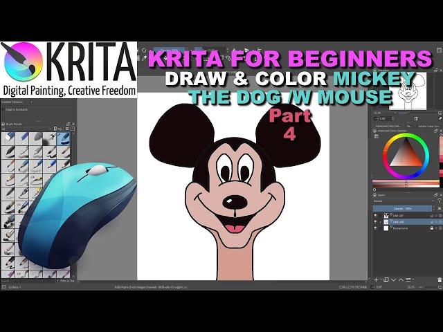 How to Draw a Dog and Color a Mouse with a Mouse.  How to Use Krita For Beginners -  #krita #madart