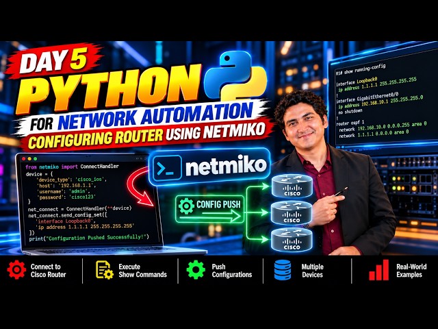 Day 5 Python for Network Engineer | Network Automation Mastery Journey | Configuring Device Netmiko
