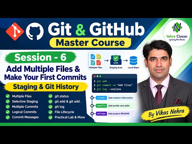 Git & GitHub Master Course | Session - 6 | Add Multiple Files & Make Your First Commits | GitHistory