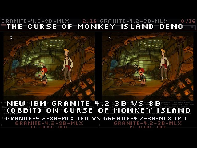 New IBM Granite 4.2 3B vs 8B (Q8bit) on Curse of Monkey Island: not the best