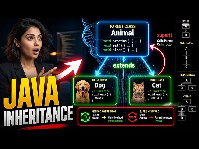 Java Programming | Unit 3 Part 1 | Demystifying Java Inheritance: 5 Type, Overriding & Super Keyword