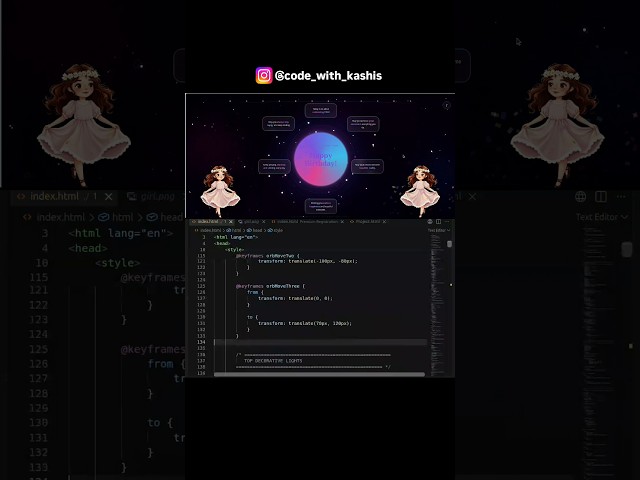 I Created a Beautiful Animated Happy Birthday Website Using HTML & CSS 🎉 #html #css #shorts #viral