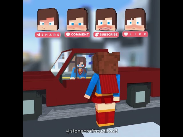 Jj Reaction Reveal Mirror Supergirl Dancing🦸‍♀️🫡🥰-Minecraft Short Animation #trending #shorts