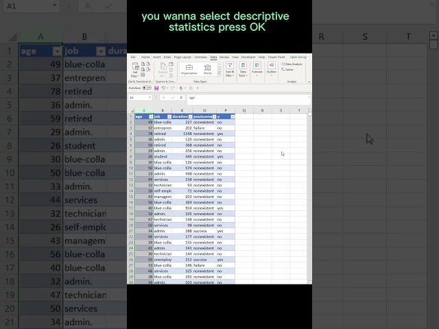 Data Analysis Excel Descriptive Statistics Tutorial