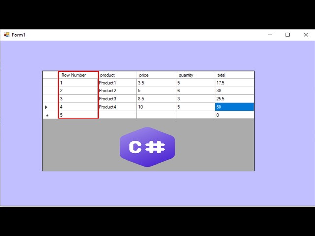 C# Tutorial | Auto Generate Row Numbers in DataGridView (Visual Studio 2026)