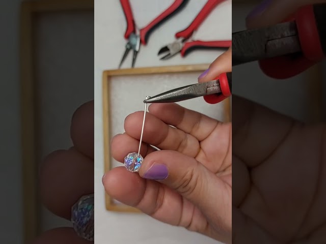🌿Simple Glass Crystal Bead Earrings🌿Step-by-Step Tutorial |#GlassCrystalEarring #shorts #shortsreels