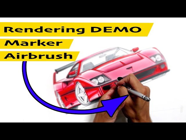 Drawing Cars using Marker & Airbrush | Ferrari F40 LM