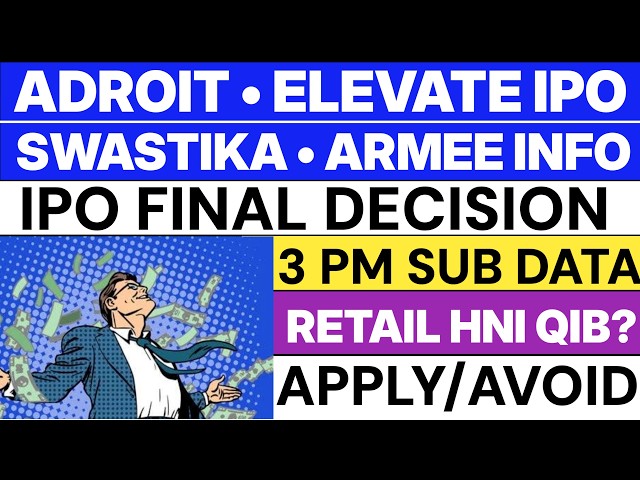 IPO FINAL DECISION 💥| Adroit Industries IPO • Elevate Campuses IPO • Swastika Infra IPO • ArMee IPO