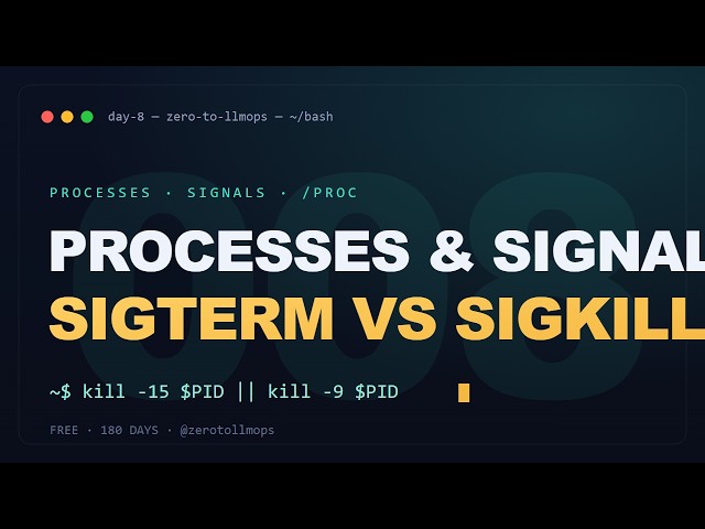 Linux Processes & Signals: ps, top, kill, SIGTERM vs SIGKILL & /proc | Zero to LLMOps (Day 8)