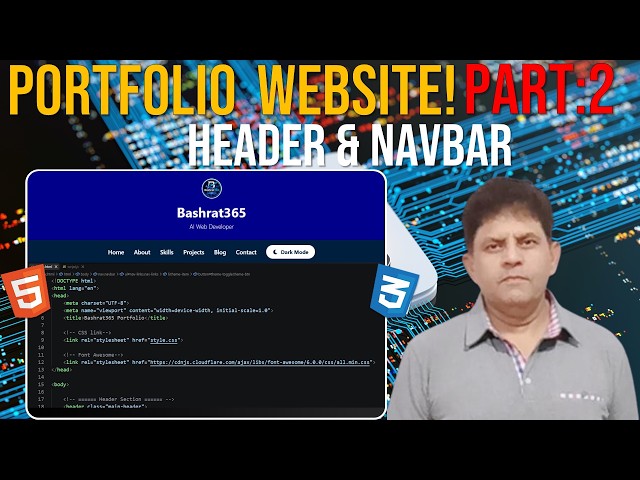 How to Create HTML Head, Header & Navigation Bar | Portfolio Website Course - Day 2 | Bashrat365