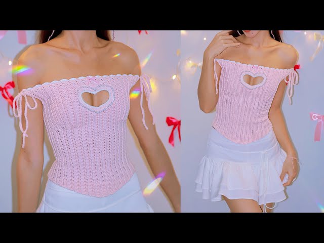 Crochet Heart Cutout Corset Top Tutorial | Chenda DIY