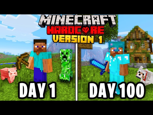 I Survived 100 Days in 1.0 Minecraft Hardcore...