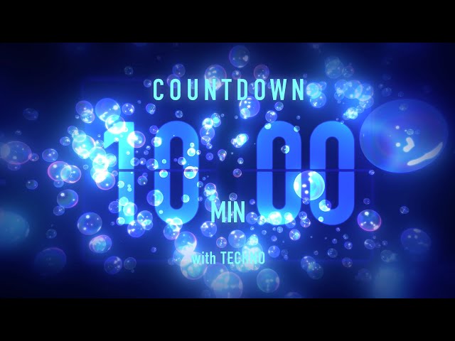 10 Minute Countdown Timer 🫧 Flip Clock with Techno Music 🎵