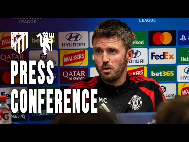 Michael Carrick & Leny Yoro Pre-Atletico de Madrid | Press Conference | UEFA Champions League